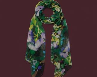Artist Designed Floral Silk Scarf second image