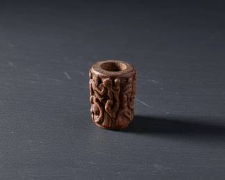 Carved Wood Netsuke and Pendant Set with Jade Pendant