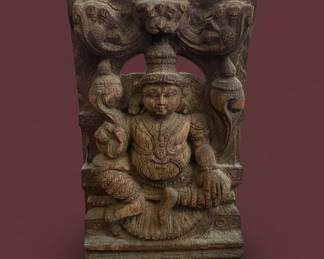 Carved Wooden Lakshmi Deity Figure