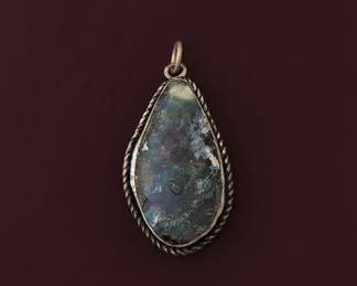 Ancient Roman Glass Pendant with Silver Bezel