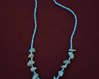 Turquoise Nugget and Seed Bead Necklace