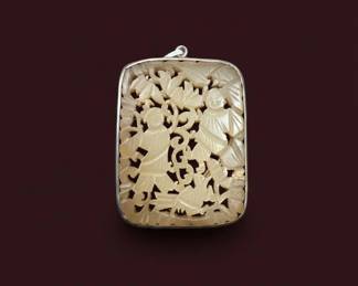 Carved Jade Pendant with Figural Scene third image