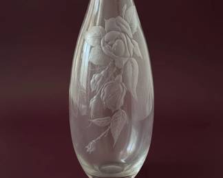 Frosted Rose Crystal Vase Mikasa
