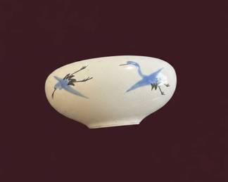 Japanese Porcelain Plates with Crane Decor, Set of