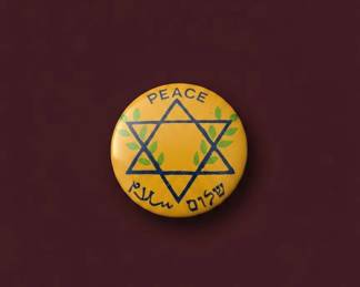 Peace Button with Star of David, Shalom, and Salaam