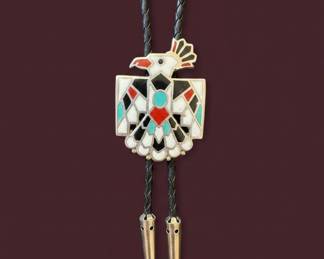 Zuni Thunderbird and Sunface Bolo Tie Set