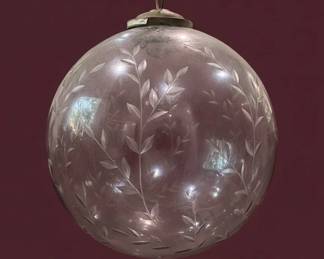 Large Etched Glass Kugel Pendant Light