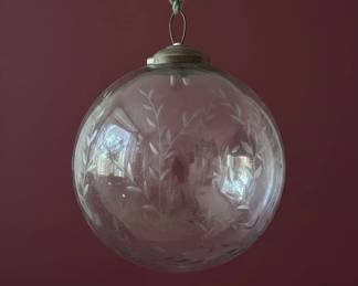Vintage Etched Glass Kugel Ornament third image