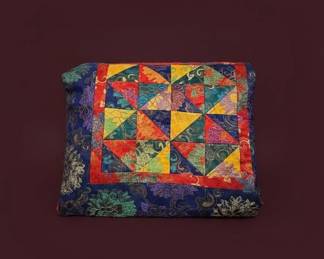 Vintage Silk Brocade Patchwork Quilt or Throw