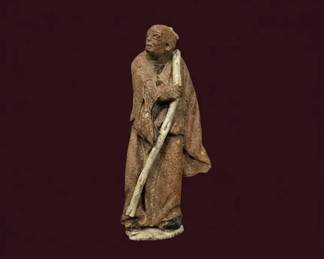 Carved Wooden Figure of a Monk