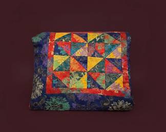 Vintage Silk Brocade Patchwork Quilt or Throw