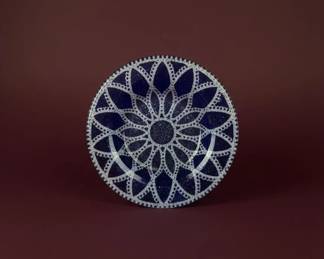 Blue and White Floral Stained Glass Suncatcher