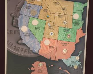 H.E. Harris Co. State Series Quarters Collectors Map second image