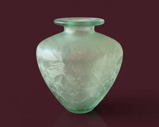 Large Frosted Art Glass Vase