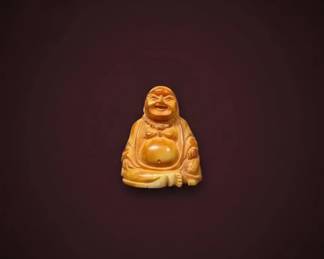 Carved Bone Laughing Buddha Figurine B third image