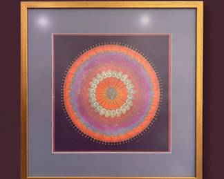 Mandala Art Print with Hands and Sanskrit Symbols