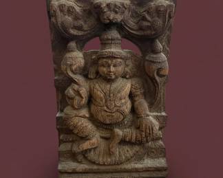 Carved Wooden Lakshmi Deity Figure