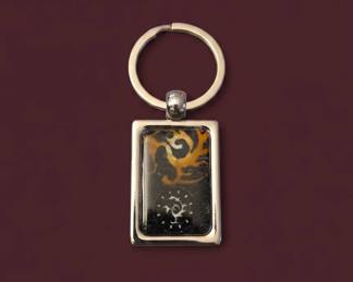 Rectangular Keychain with Abstract Inlay