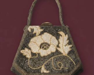 Vintage Beaded Evening Handbag with MotherofPearl Inlay