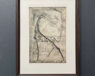 Giraffe Etching by Beth E. Homan