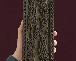 Antique Indian Wood Textile Printing Block Floral and Vine Motif