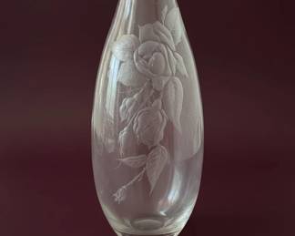 Frosted Rose Crystal Vase Mikasa