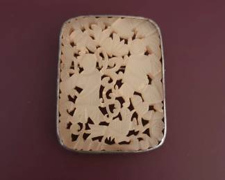 Carved Jadeite Plaque Brooch