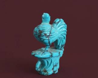 Turquoise Carved Rooster Figurine, Chinese Origin third image