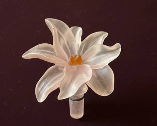Ren Lalique Frosted Glass Flower Bottle Stopper