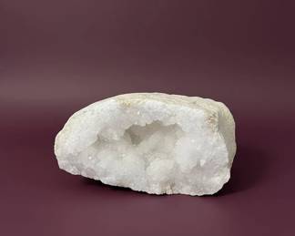Large White Agate Geode Slice