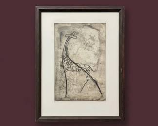 Giraffe Etching by Beth E. Homan