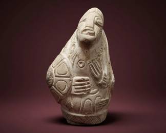 PreColumbian Limestone Carving Sculpture