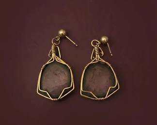 WireWrapped Purple Glass Earrings second image