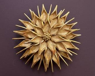 Hattie Carnegie Gold Tone Starburst Brooch
