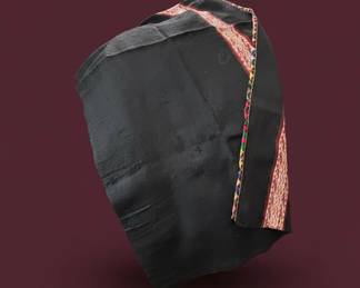 Handwoven Textile with Embroidered Trim Possibly Hmong or Miao