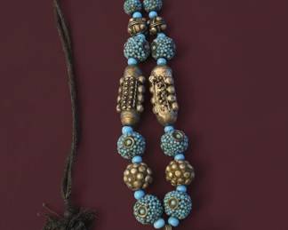 Moroccan Berber Necklace with Turquoise and SilverTone Beads