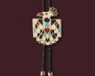 Vintage Zuni Inlay Thunderbird Bolo Tie second image