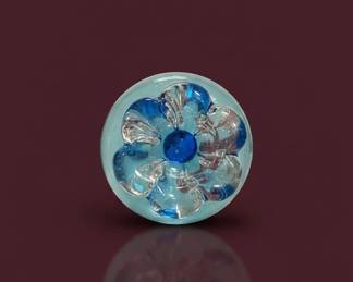 Vintage Blue Art Glass Footed Bowl seda Style third image