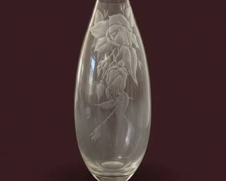 Frosted Rose Crystal Vase Mikasa second image