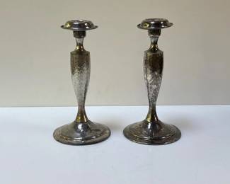 080 vintagehammeredsilverplatedcandlesti