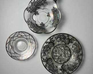 238 vintagesilveroverlayglasswaresethan