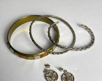 221 mixedmetalbanglesearringssetwithth