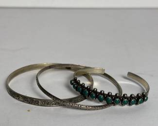 024 threevintagesterlingsilvercuffbangl