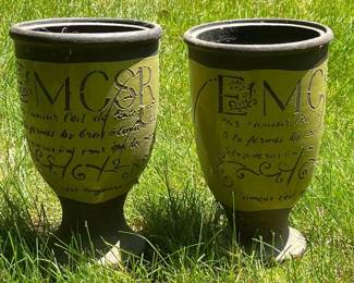 266 pairofceramicpedestalplanterswiths