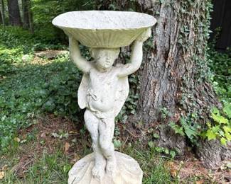 002 resincherubgardenbirdbathpedestal