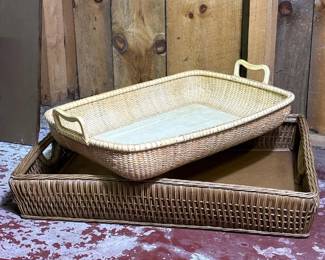 036 pairofrectangularrattanservingtrays