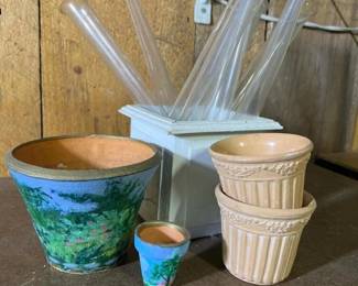 336 handpaintedterracottaflowerpotswit