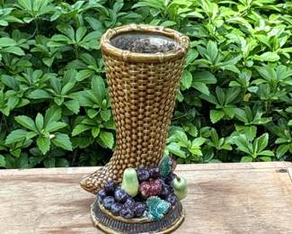 167 glazedceramicbasketweavecornucopiava