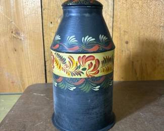 229 vintagehandpaintedmetalcanisterwith