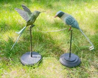 243 pairofmetalbirdsculpturesdecor